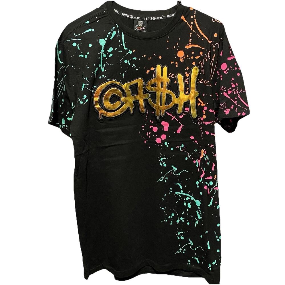 Switch Remarkable Men's Graphic‎ T-Shirt Size L Black CA$H Streetwear NWT